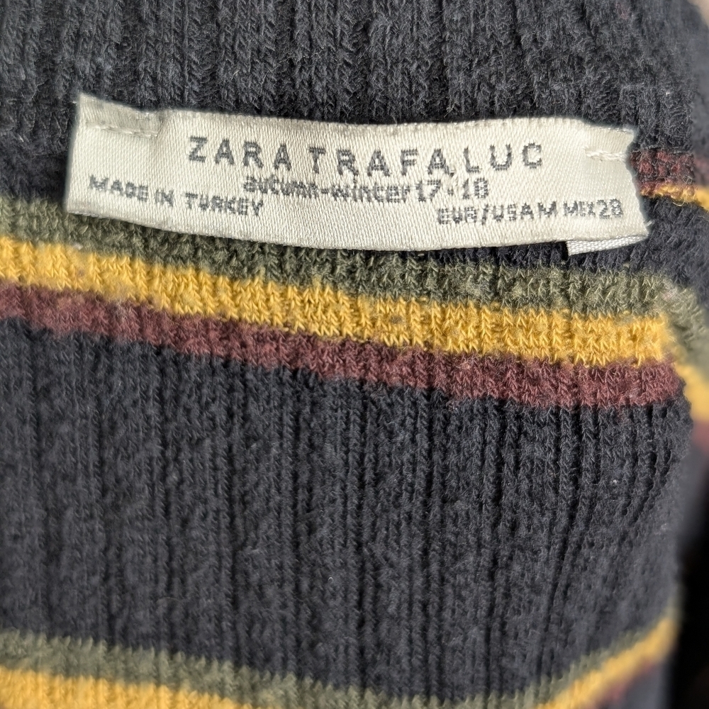 Zara Trafaluc Ribbed Stripe Knit Dress | Stretchy Bodycon | Short Sleeve, Size S - Picture 6 of 6